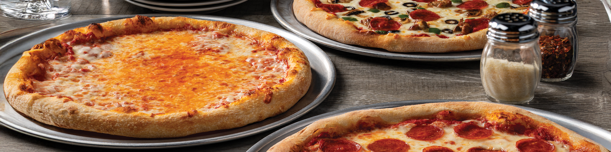 Pizzas on table